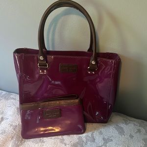 Kate spade hand bag and wristlet combo! Purple patent leather!
